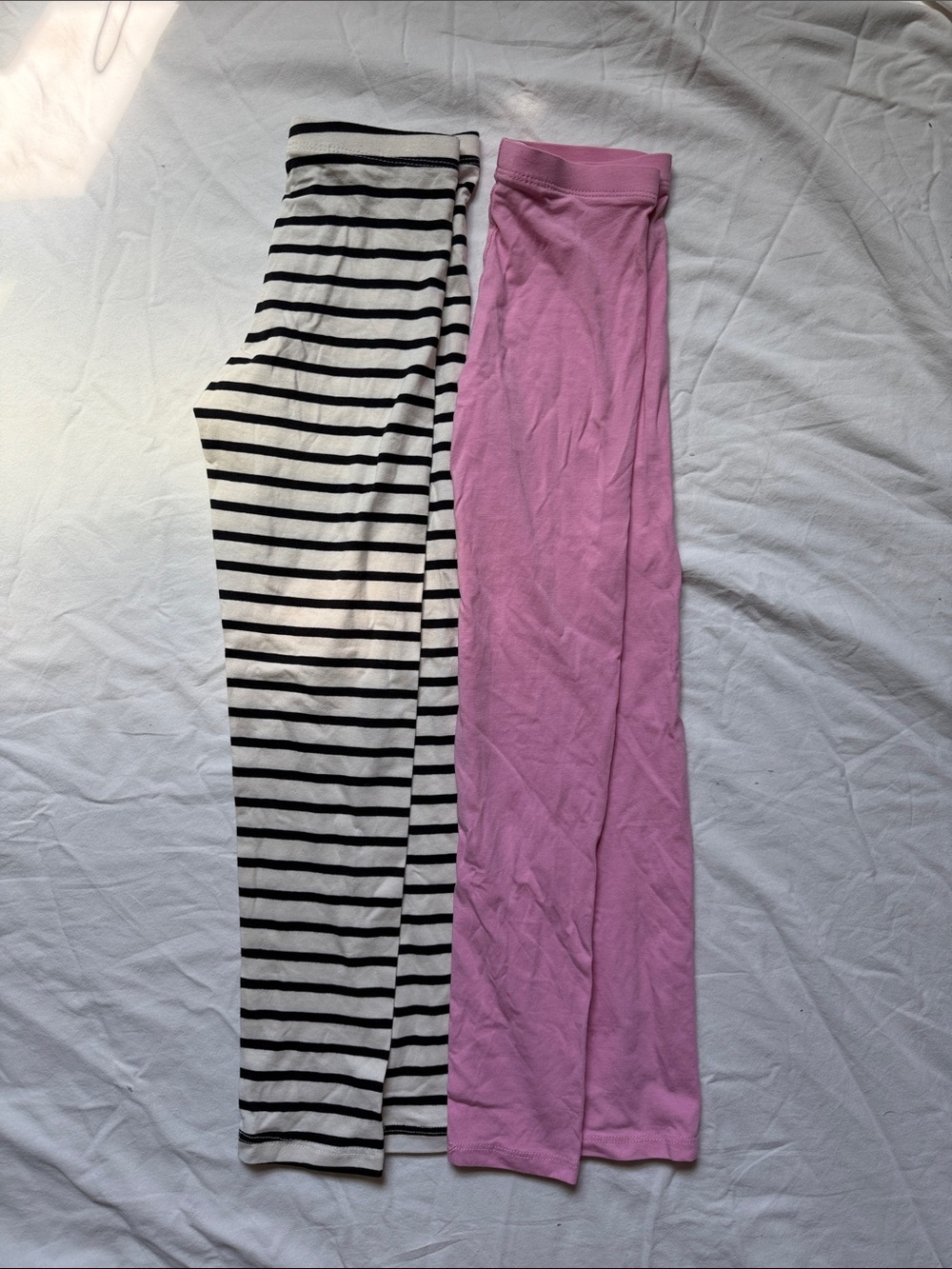 H&M Black & White Striped Leggings and Pink Leggings